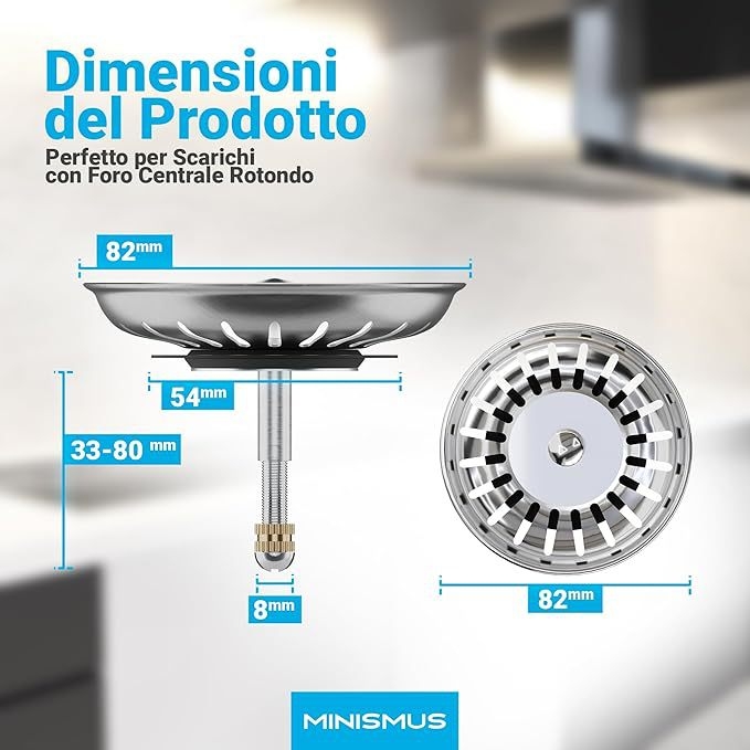 Rozsdamentes acélból készült konyhai mosogató lefolyódugó szűrőhálóval