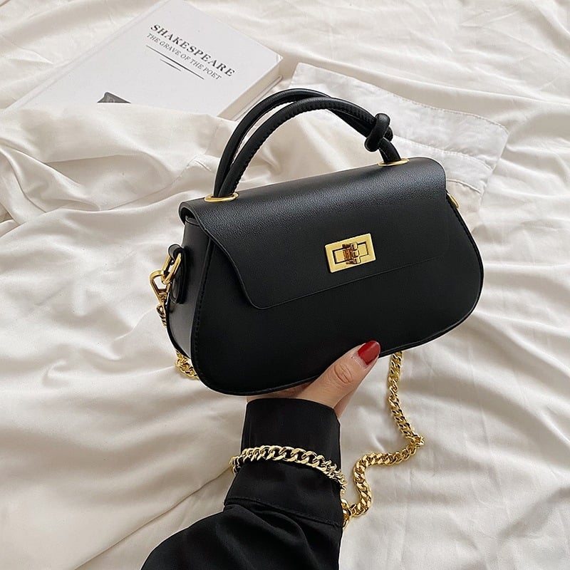 PU crossbody női táska – kis négyzetes forma, horizontális kivitel, kapuzárás, telefontartó zseb