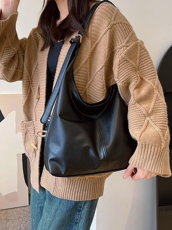 Τσάντα tote σε στυλ Cross-Border Trend, PU δέρμα, σχήμα κουβά, μαγνητικό κλείσιμο, με εσωτερικά διαμερίσματα