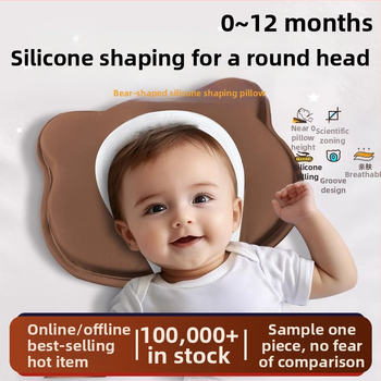 Pernă de formare pentru sugari, din spumă cu memorie, pentru corecția formei capului la nou-născuți — formă ursuleț sau canelură