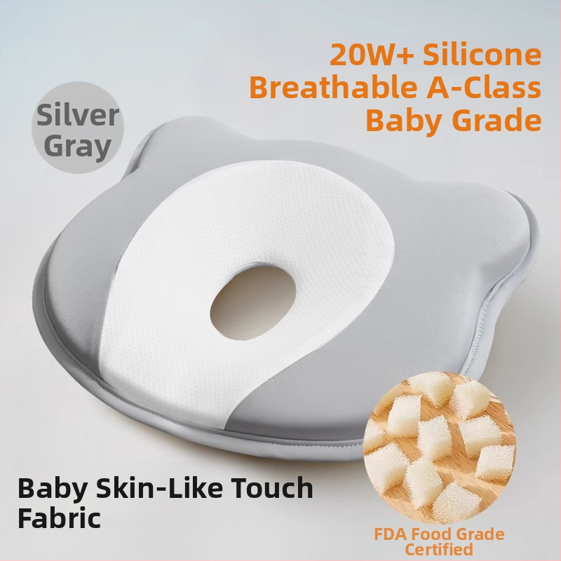 Pernă de formare pentru sugari, din spumă cu memorie, pentru corecția formei capului la nou-născuți — formă ursuleț sau canelură