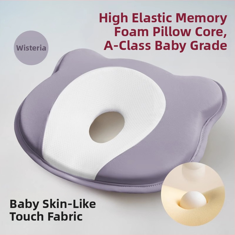 Pernă de formare pentru sugari, din spumă cu memorie, pentru corecția formei capului la nou-născuți — formă ursuleț sau canelură