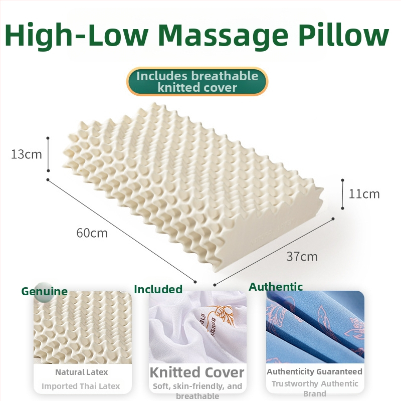 Латексова възглавница ROYAL KNIGHT, естествен латекс 90%+, правоъгълна форма, тегло 1,5–2 кг, плетена тъкан