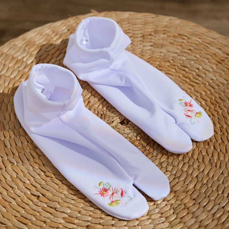 Izšivene tabi čarape, japanski stil, poliester, brzo sušenje, cvjetni uzorak