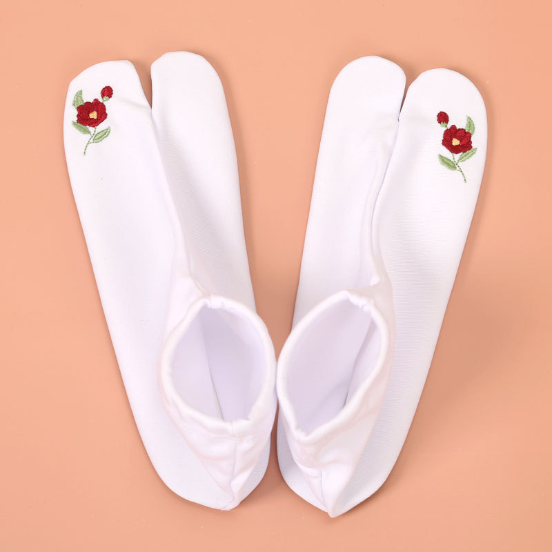 Izšivene tabi čarape, japanski stil, poliester, brzo sušenje, cvjetni uzorak