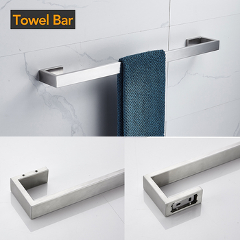 Set kupaonskog hardvera: 304 nehrđajući čelik; držač za ručnike; šipka za ručnike; vješalica za odjeću; držač toaletnog papira; mat završna površina; moderni minimalistički stil; višedijelni set.