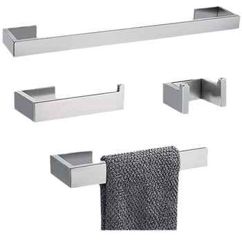 Set kupaonskog hardvera: 304 nehrđajući čelik; držač za ručnike; šipka za ručnike; vješalica za odjeću; držač toaletnog papira; mat završna površina; moderni minimalistički stil; višedijelni set.