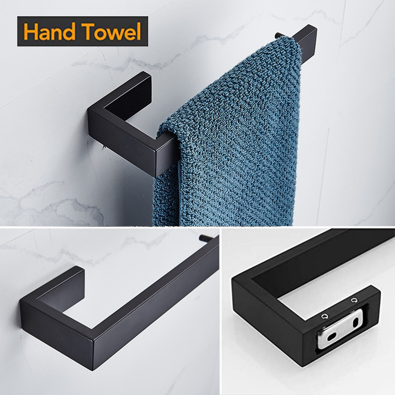 Set kupaonskog hardvera: 304 nehrđajući čelik; držač za ručnike; šipka za ručnike; vješalica za odjeću; držač toaletnog papira; mat završna površina; moderni minimalistički stil; višedijelni set.