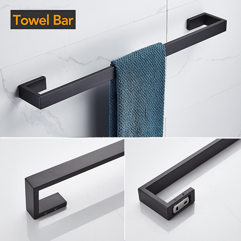 Set kupaonskog hardvera: 304 nehrđajući čelik; držač za ručnike; šipka za ručnike; vješalica za odjeću; držač toaletnog papira; mat završna površina; moderni minimalistički stil; višedijelni set.