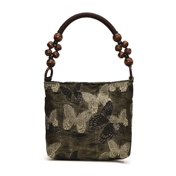 Torba s perlama i vezom u novom kineskom stilu, za nadlakticu — svila, podstava od poliestera, vodoravni četverokutni oblik, magnetska kopča, dvostruke naramenice