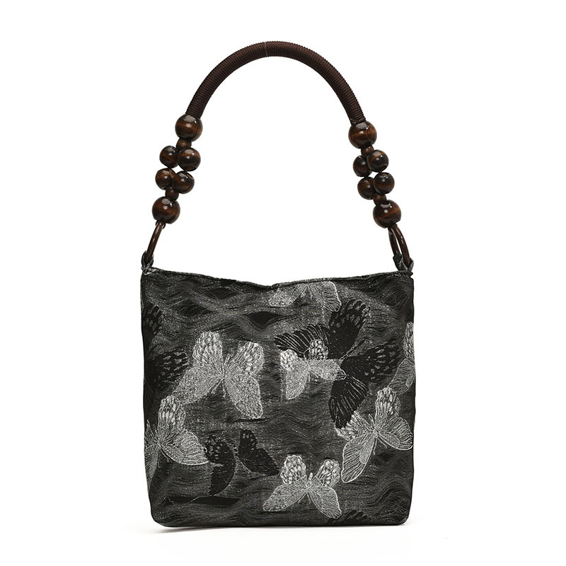 Torba s perlama i vezom u novom kineskom stilu, za nadlakticu — svila, podstava od poliestera, vodoravni četverokutni oblik, magnetska kopča, dvostruke naramenice