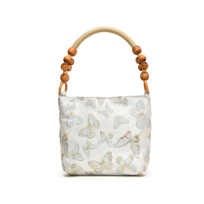 Torba s perlama i vezom u novom kineskom stilu, za nadlakticu — svila, podstava od poliestera, vodoravni četverokutni oblik, magnetska kopča, dvostruke naramenice