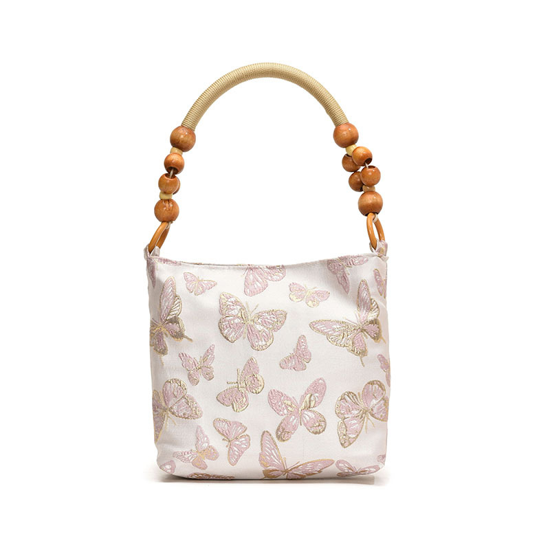 Torba s perlama i vezom u novom kineskom stilu, za nadlakticu — svila, podstava od poliestera, vodoravni četverokutni oblik, magnetska kopča, dvostruke naramenice