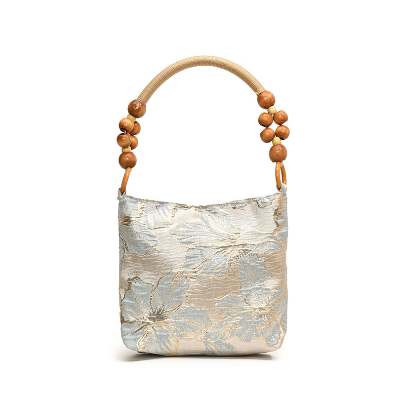 Torba s perlama i vezom u novom kineskom stilu, za nadlakticu — svila, podstava od poliestera, vodoravni četverokutni oblik, magnetska kopča, dvostruke naramenice