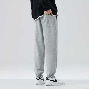 Férfi melegítő nadrág fleece béléssel, vastagított, lazább szabás, húzózsinórral, 63% pamut / 37% poliészter