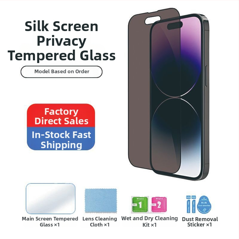 Kaljeno staklo za prednji zaslon iPhone 14 Pro Max, potpuno prianjanje, zaštita od špijuniranja, set za brzo nanošenje bez prašine