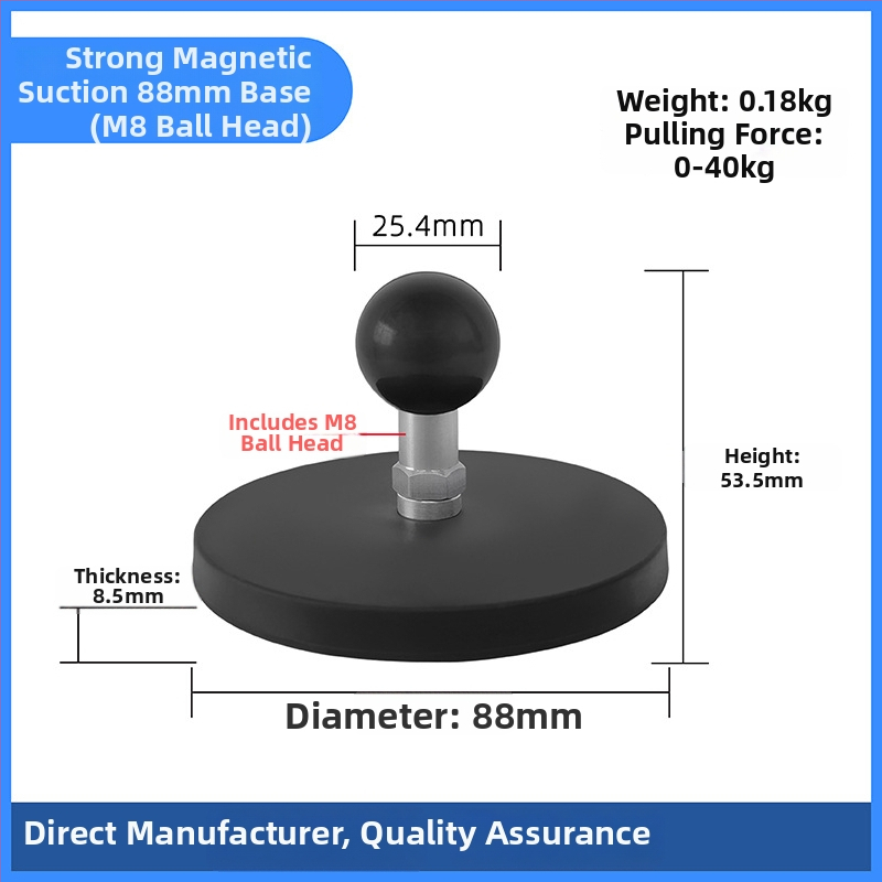 Ισχυρή μαγνητική βάση για στήριξη LED προβολέα σε βάση οροφής; καουτσούκ επικάλυψη, υλικά: NdFeB μαγνήτες, σιδερένια μέρη; μάρκα Star Knight, μοντέλο NPHA-, συμβατό με γενικά μοντέλα