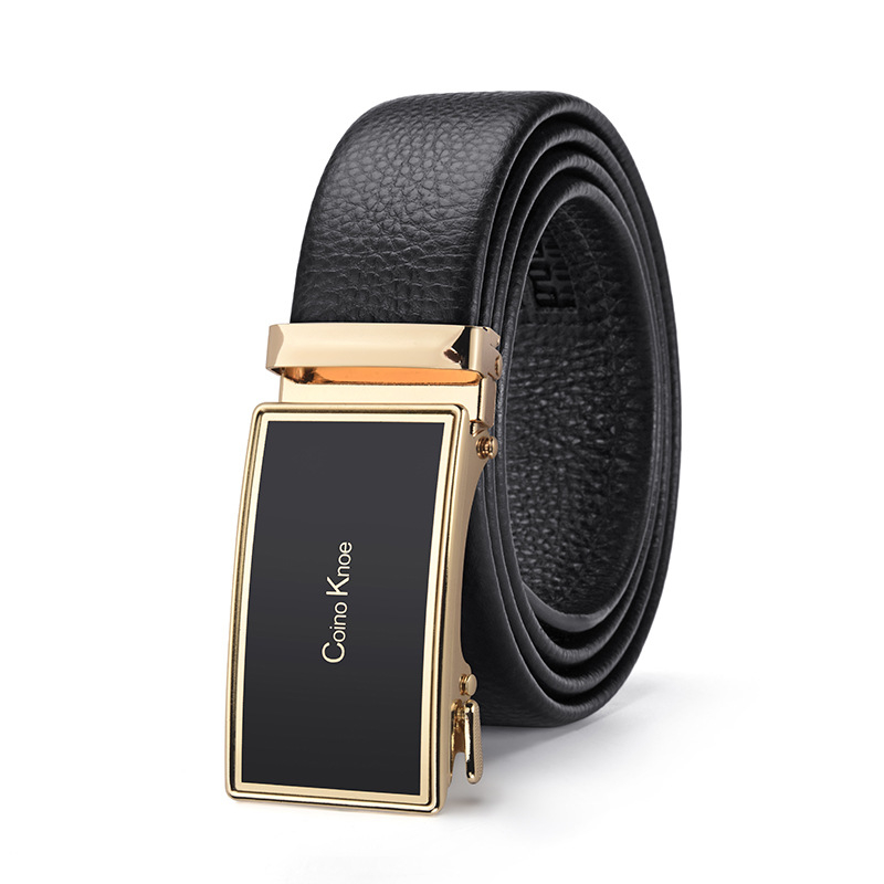Curea bărbați din PU, cataramă automată din fier, lățime 2-4 cm, Coinoknoe, stil business/minimalist