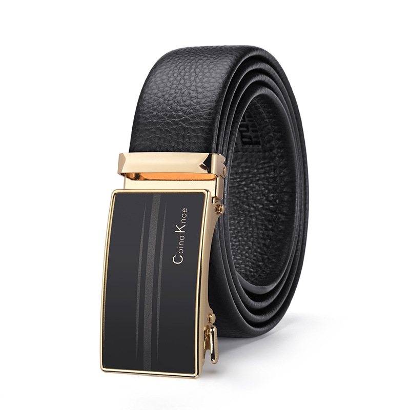 Curea bărbați din PU, cataramă automată din fier, lățime 2-4 cm, Coinoknoe, stil business/minimalist