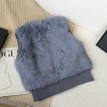 Παιδικό γιλέκο από πραγματική γούνα κουνελιού με δερμάτινες λεπτομέρειες, φερμουάρ, επένδυση από βαμβάκι, χωρίς κουκούλα, για αγόρια και κορίτσια, για χειμώνα, άνοιξη και φθινόπωρο