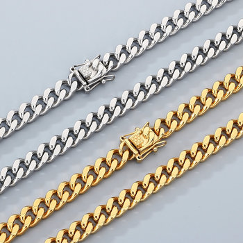 Ανδρικό σετ κολιέ και βραχιόλι με αλυσίδα Cuban από τιτάνιο-ατσάλι, κούμπωμα με κεφαλή δράκοντα, casual στυλ, ηλεκτροπλατίωση.