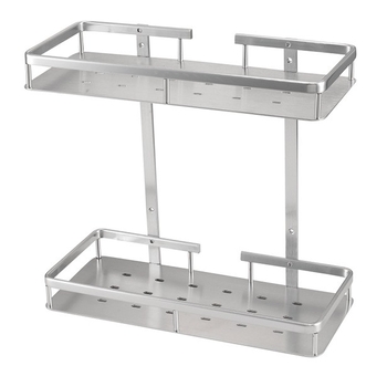 Zidni aluminijski dvostruki kvadratni stalak za kupaonicu (Brushed surface; 50 kg load; space aluminum double-layer square frame)
