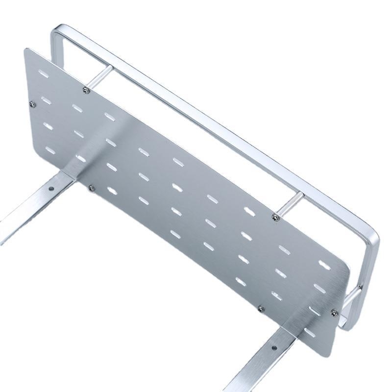 Zidni aluminijski dvostruki kvadratni stalak za kupaonicu (Brushed surface; 50 kg load; space aluminum double-layer square frame)