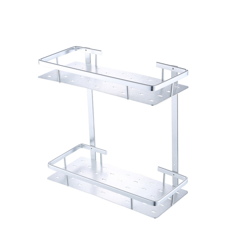 Zidni aluminijski dvostruki kvadratni stalak za kupaonicu (Brushed surface; 50 kg load; space aluminum double-layer square frame)