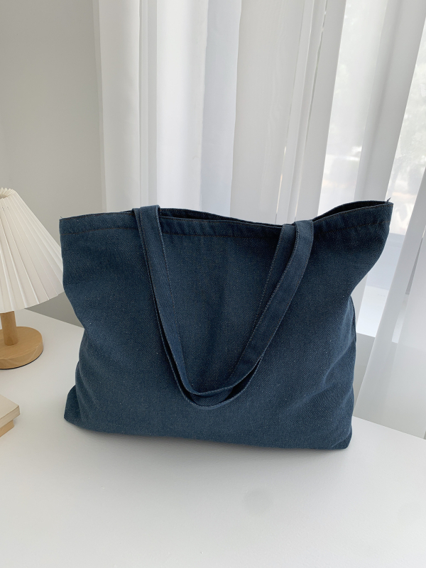 Denim tote torba – svakodnevna upotreba, horizontalni kvadratni oblik, zatvarač, podstava poliester-bavlna, unutarnji džepovi za telefon i ID, dvostruke ručke