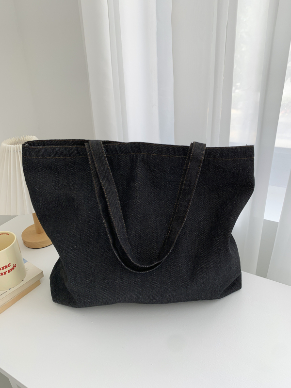 Denim tote torba – svakodnevna upotreba, horizontalni kvadratni oblik, zatvarač, podstava poliester-bavlna, unutarnji džepovi za telefon i ID, dvostruke ručke