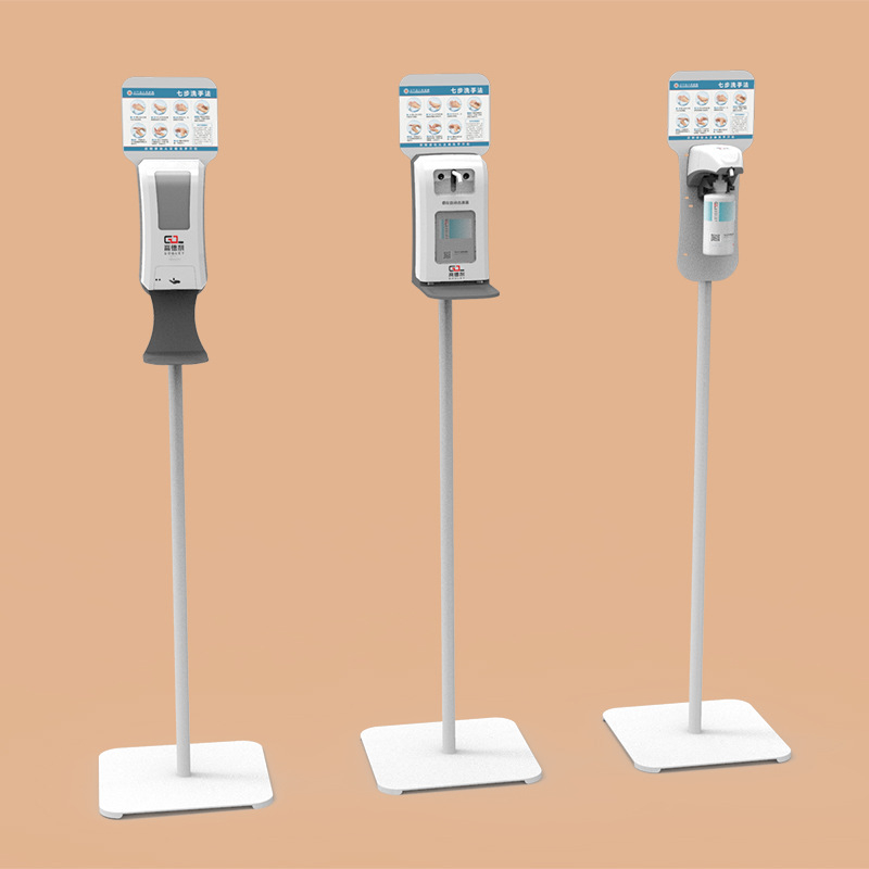 Dispenser automat de săpun pe stâlp reglabil înălțime, cu dulap mobil; materiale: aliaj de aluminiu, acrilic, aliaj de zinc; greutate: 4,5 kg; finisare: emailare la cuptor