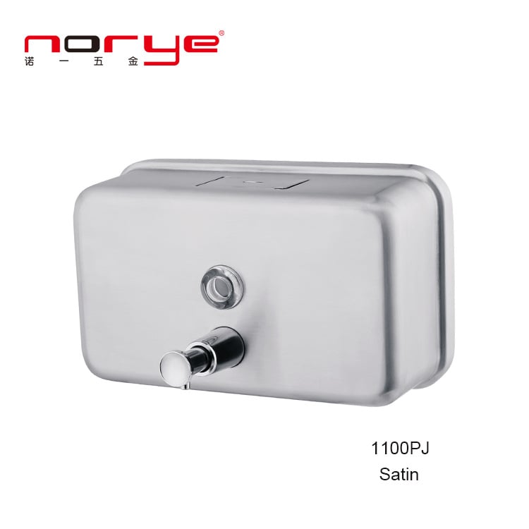 Rozsdamentes acélból készült falra szerelt szappanadagoló szenzorral, selyemfényű felülettel