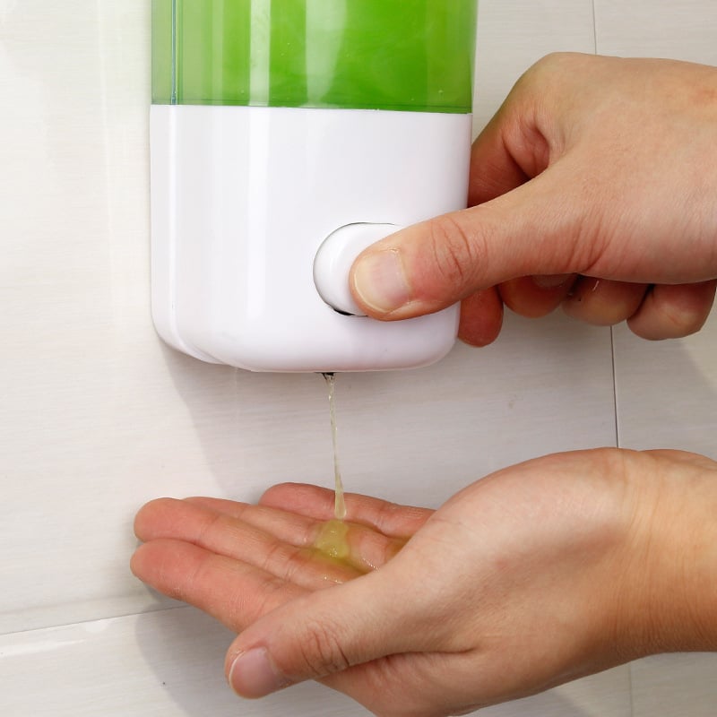 Zidni dozator sapuna s ručnim pritiskom, 500 ml, GPPS plastika, 200 g, montaža bez bušenja