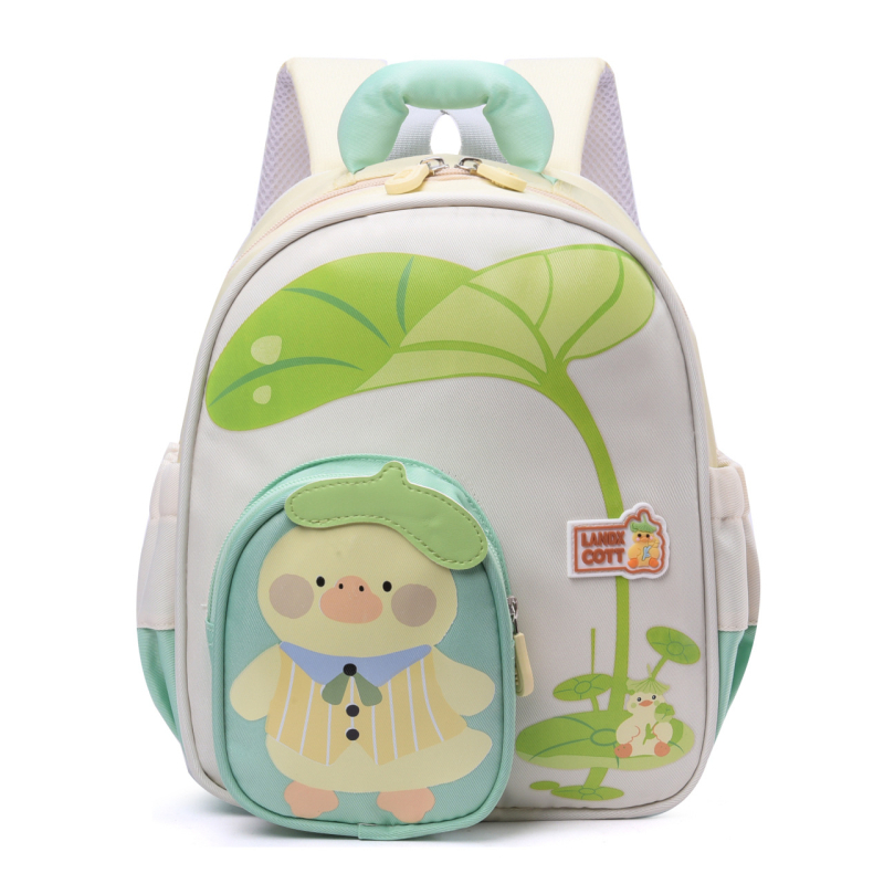 Unisex ruksak za vrtić, Oxford tkanina, prozračan i otporan na habanje, simpatičan anime crtež s patkom, dječji stil, zakrivljene naramenice