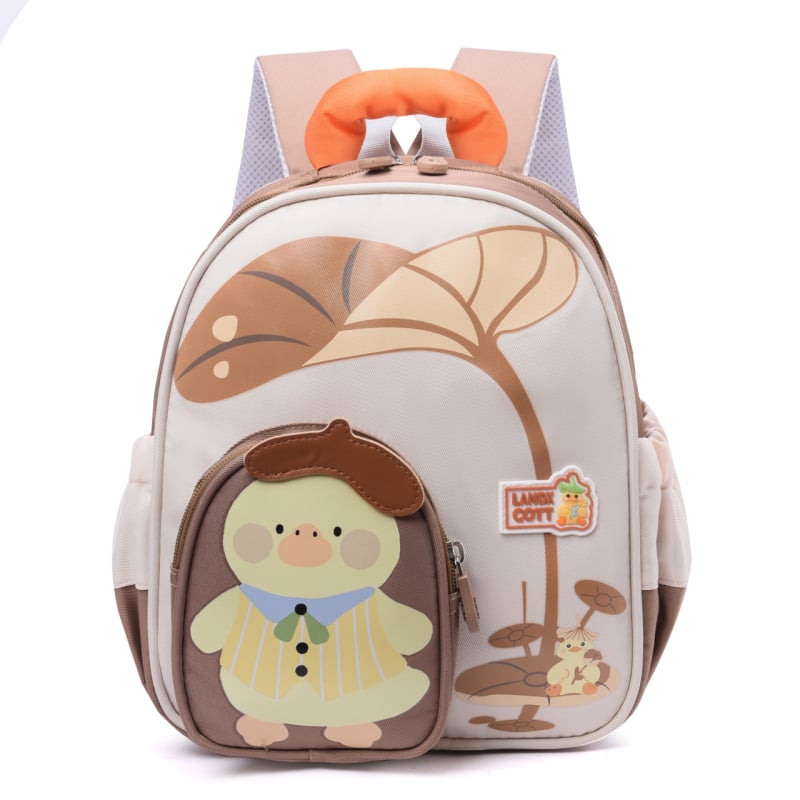 Unisex ruksak za vrtić, Oxford tkanina, prozračan i otporan na habanje, simpatičan anime crtež s patkom, dječji stil, zakrivljene naramenice
