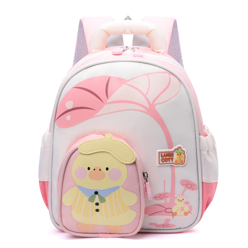 Unisex ruksak za vrtić, Oxford tkanina, prozračan i otporan na habanje, simpatičan anime crtež s patkom, dječji stil, zakrivljene naramenice