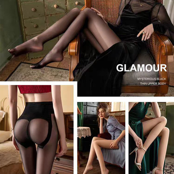 Ženske hulahopke visokog struka za podizanje stražnjice, ultra-tanke, jednobojni uzorak, 5D denier, najlon, puna duljina, baršunasti materijal