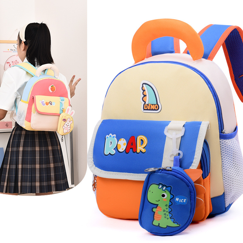 Torba za vrtić s dinosaurom - Unisex, ultralegka najlonska, zaštita kralježnice, jastučići na remenima, poliester podstava