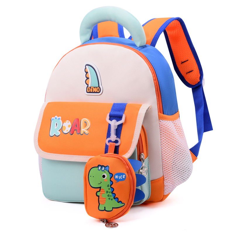 Torba za vrtić s dinosaurom - Unisex, ultralegka najlonska, zaštita kralježnice, jastučići na remenima, poliester podstava