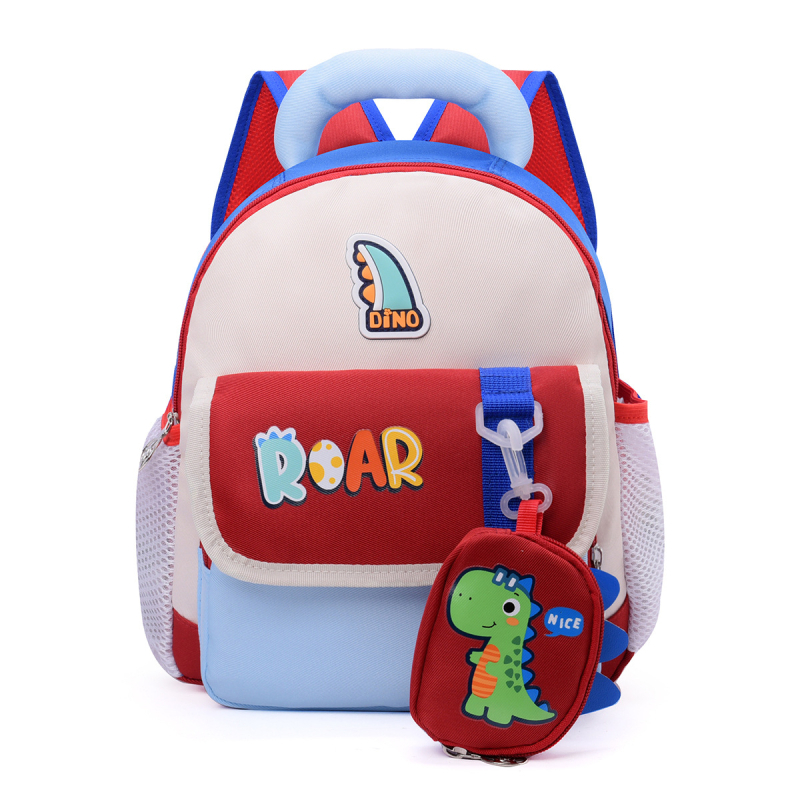 Torba za vrtić s dinosaurom - Unisex, ultralegka najlonska, zaštita kralježnice, jastučići na remenima, poliester podstava