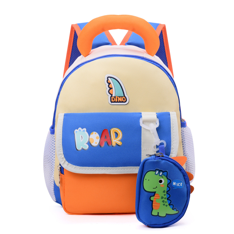 Torba za vrtić s dinosaurom - Unisex, ultralegka najlonska, zaštita kralježnice, jastučići na remenima, poliester podstava