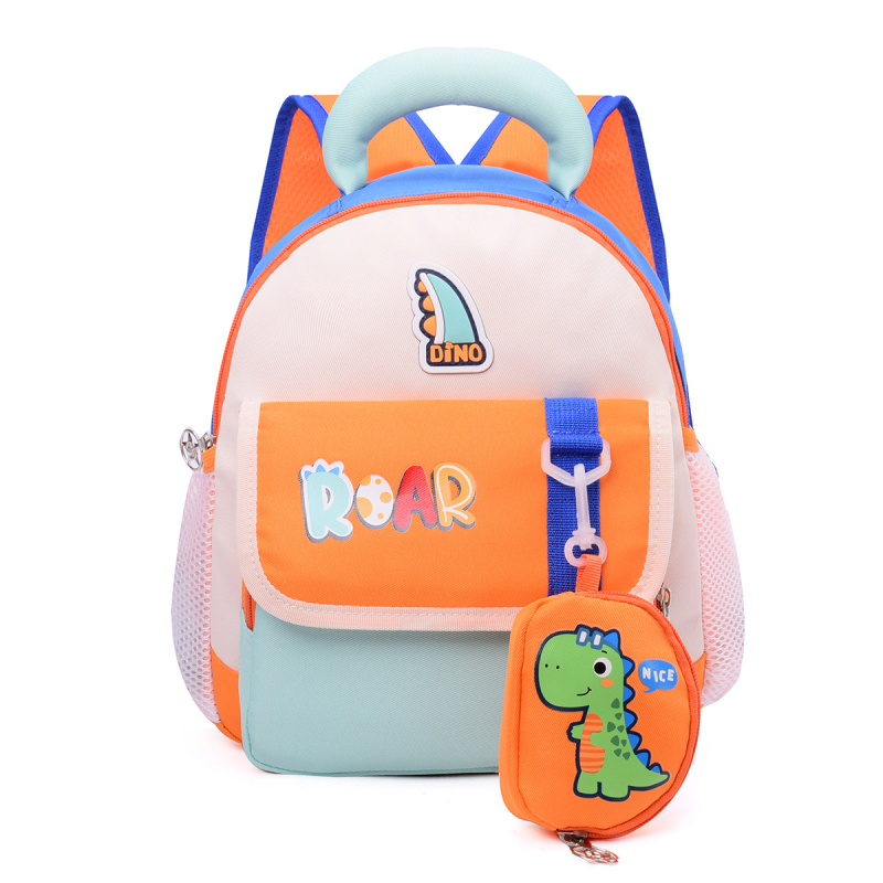 Torba za vrtić s dinosaurom - Unisex, ultralegka najlonska, zaštita kralježnice, jastučići na remenima, poliester podstava