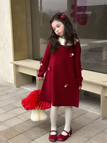 Dječja pletena haljina u zapadnom stilu, bez rukava, 100% najlona, A-linija, zimska sezona 2025