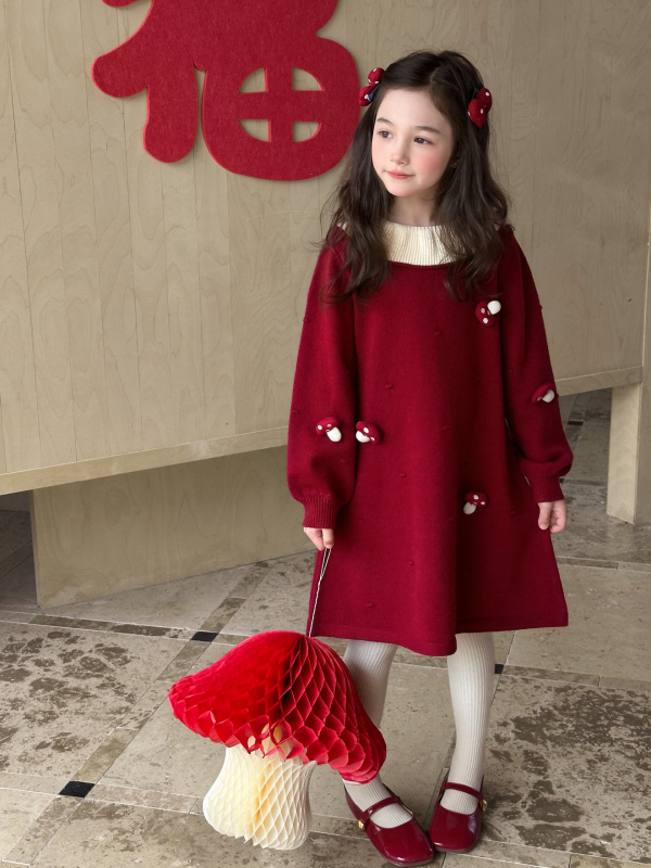 Dječja pletena haljina u zapadnom stilu, bez rukava, 100% najlona, A-linija, zimska sezona 2025