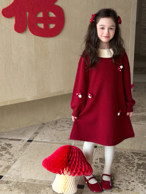 Dječja pletena haljina u zapadnom stilu, bez rukava, 100% najlona, A-linija, zimska sezona 2025