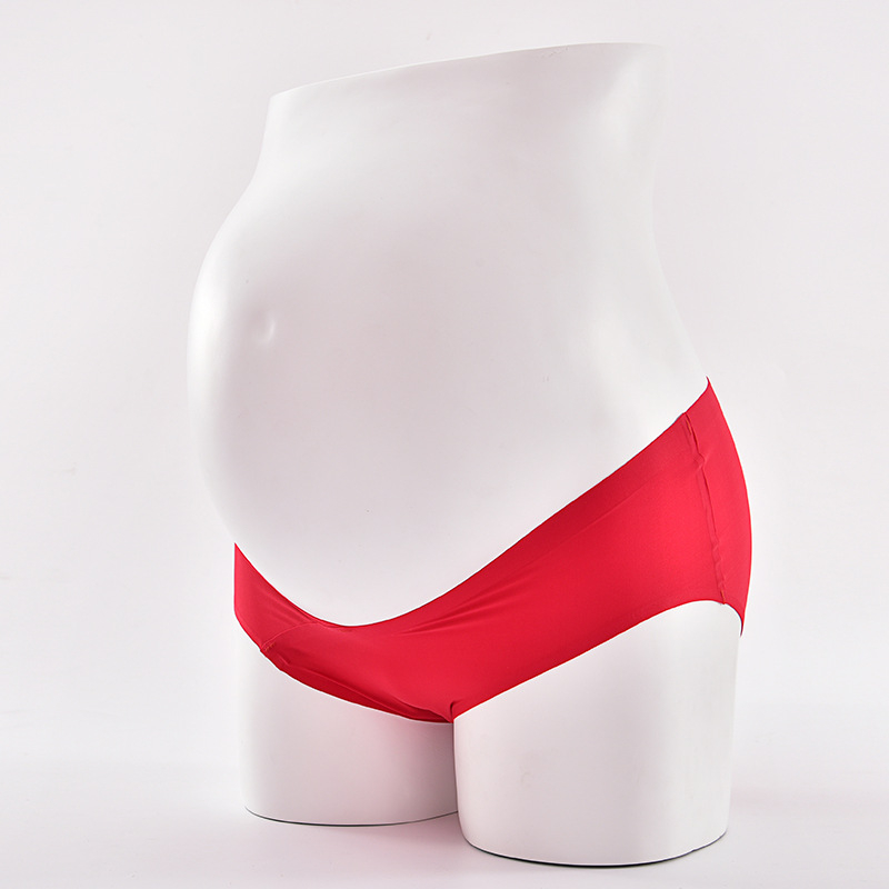 Lenjerie intimă de maternitate pentru femei, talie joasă, țesătură Ice Silk, design dintr-o singură bucată, susținere a burții în formă de U, căptușeală din bumbac