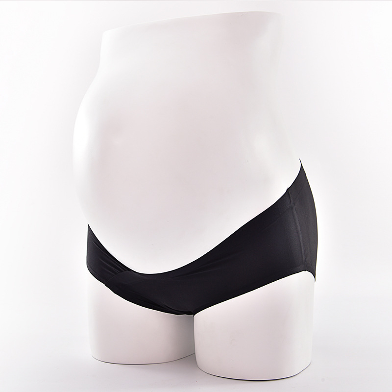 Lenjerie intimă de maternitate pentru femei, talie joasă, țesătură Ice Silk, design dintr-o singură bucată, susținere a burții în formă de U, căptușeală din bumbac
