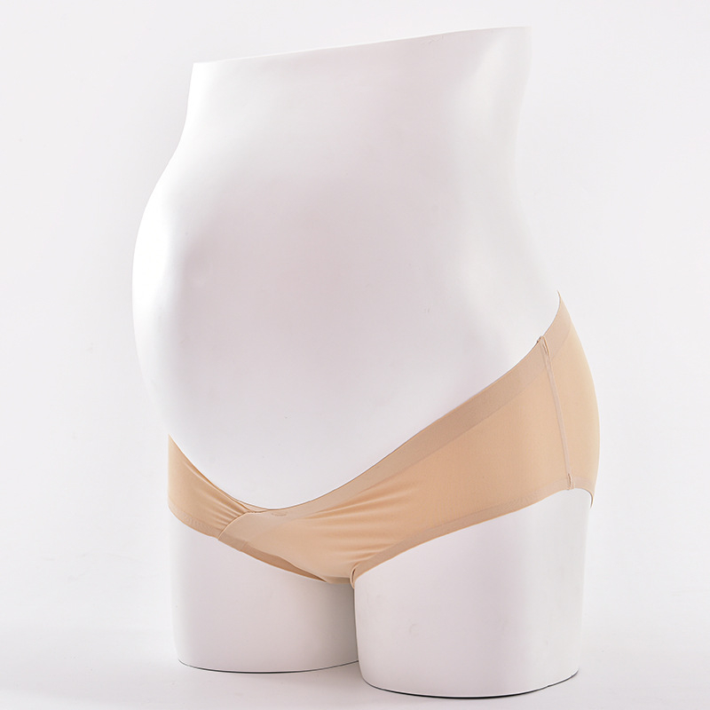 Lenjerie intimă de maternitate pentru femei, talie joasă, țesătură Ice Silk, design dintr-o singură bucată, susținere a burții în formă de U, căptușeală din bumbac