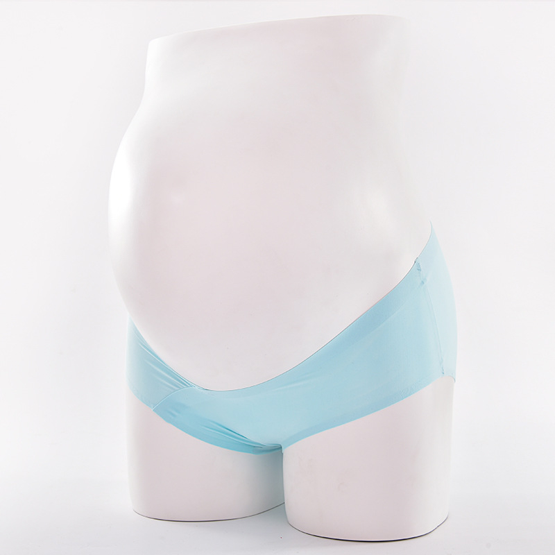 Lenjerie intimă de maternitate pentru femei, talie joasă, țesătură Ice Silk, design dintr-o singură bucată, susținere a burții în formă de U, căptușeală din bumbac