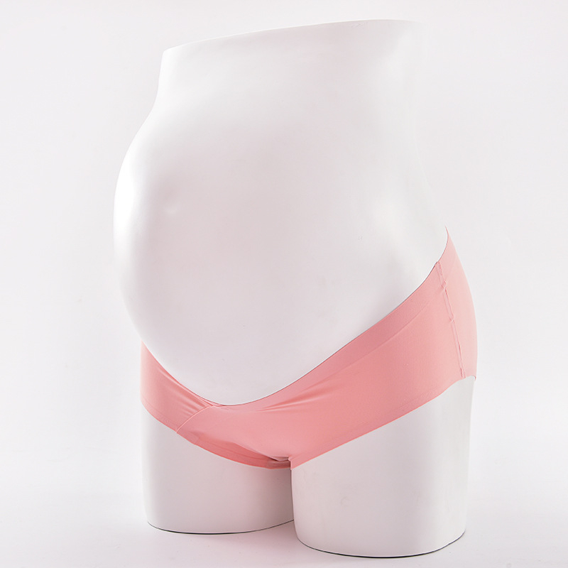 Lenjerie intimă de maternitate pentru femei, talie joasă, țesătură Ice Silk, design dintr-o singură bucată, susținere a burții în formă de U, căptușeală din bumbac
